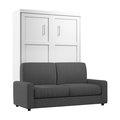 Bestar Pur 78W Queen Murphy Bed and a Sofa, White 26721-000017